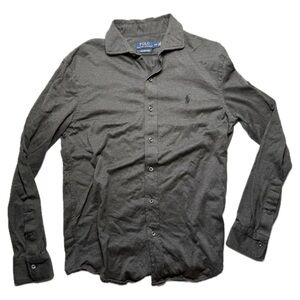 Ralph Lauren Polo Knit Dress Shirt Gray Casual Button Down